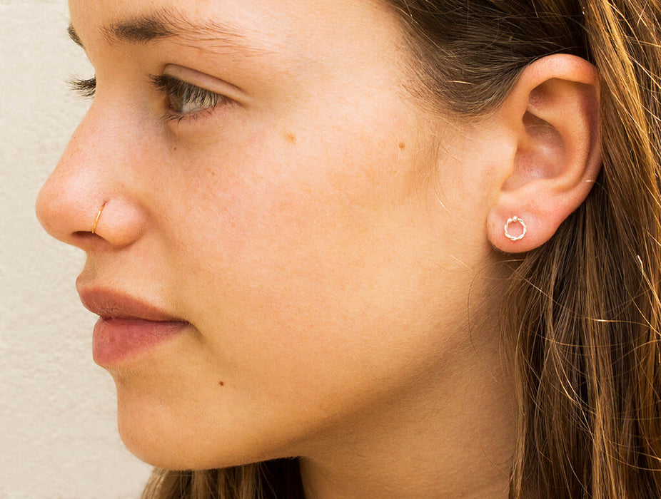 Gold earrings Wrapped circle